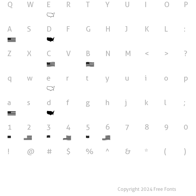 Character Map of US Flag Regular