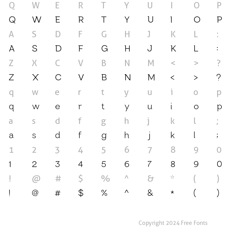 Character Map of US Lumia Regular