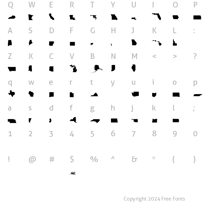 Character Map of USA Bold