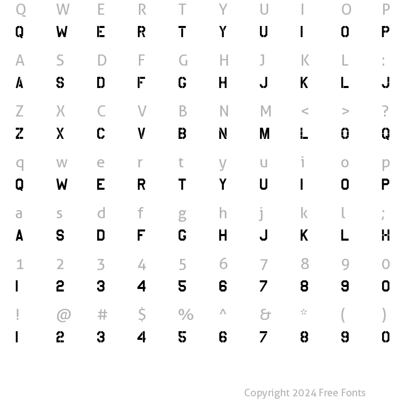 Character Map of USAAF_Stencil USAAF_Stencil