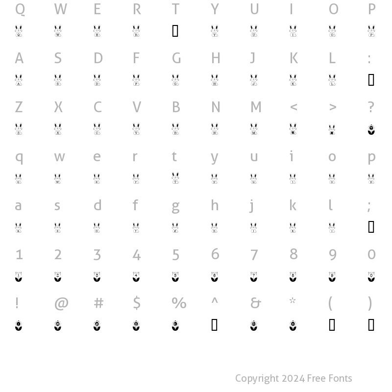 Character Map of usagi Regular