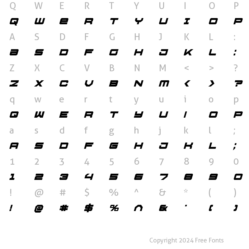 Character Map of U.S.S. Dallas Bold Italic Bold Italic