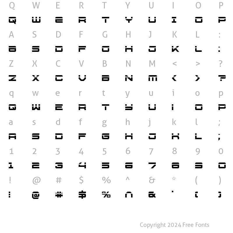 Character Map of U.S.S. Dallas Laser Regular