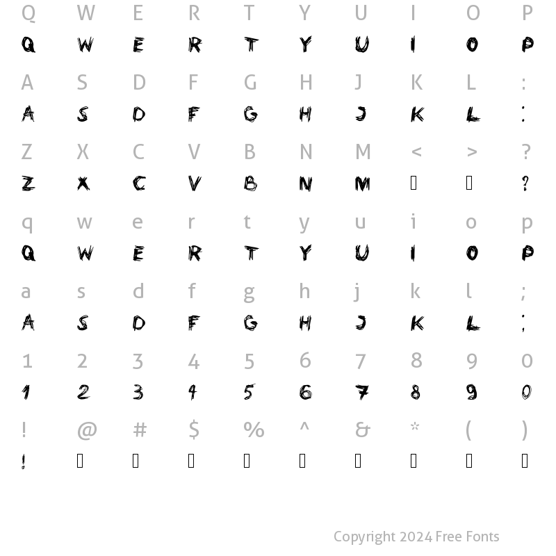 Character Map of Ustroke Regular