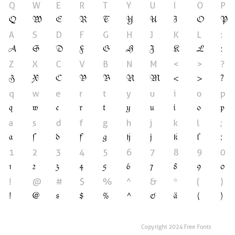 Character Map of Usual Script SSi Bold