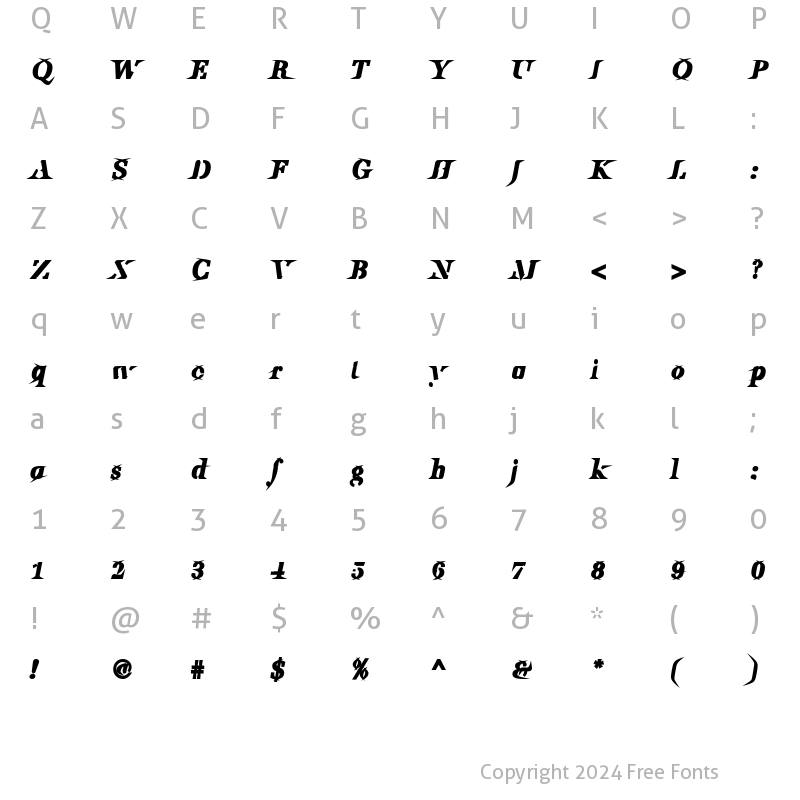 Character Map of Utile CausticItalic