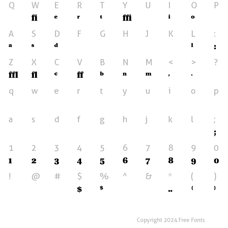 Character Map of Utopia Expert Black Regular