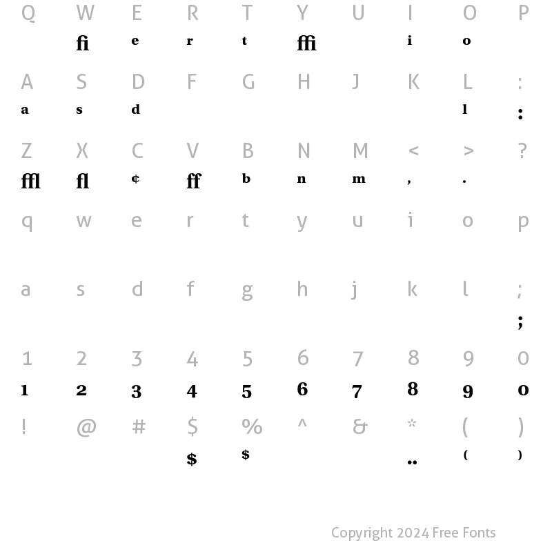 Character Map of Utopia Expert Bold