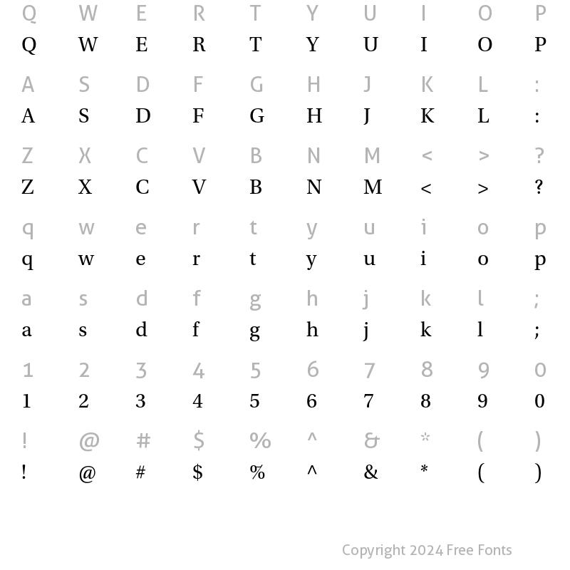 Character Map of Utopia Std Regular