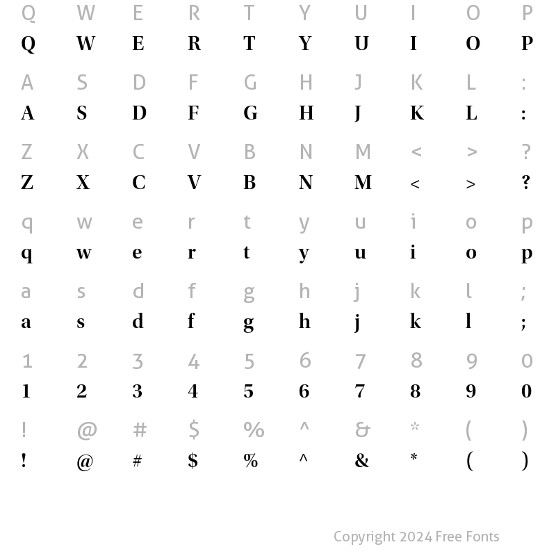 Character Map of Utopia Std Semibold Display