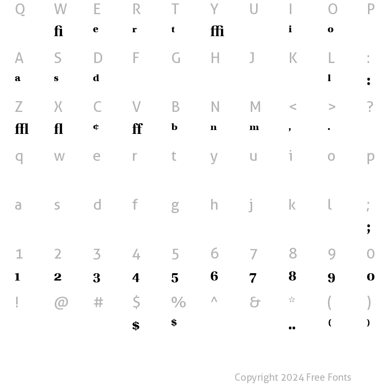 Character Map of UtopiaExp Bold Regular