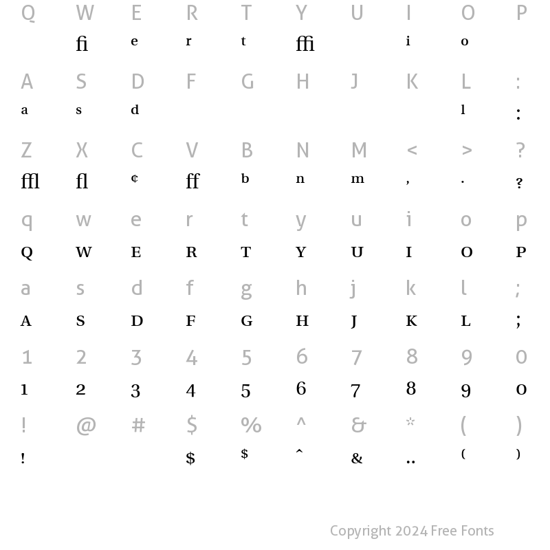 Character Map of UtopiaExp Regular