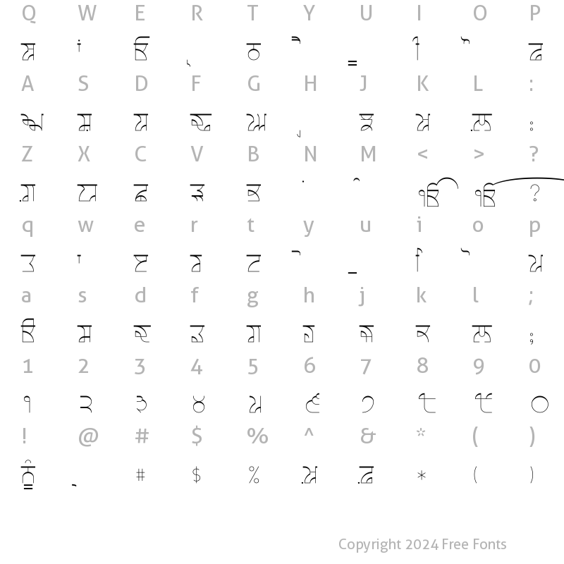 Character Map of Uttar 73 Light Expanded Light_Expanded