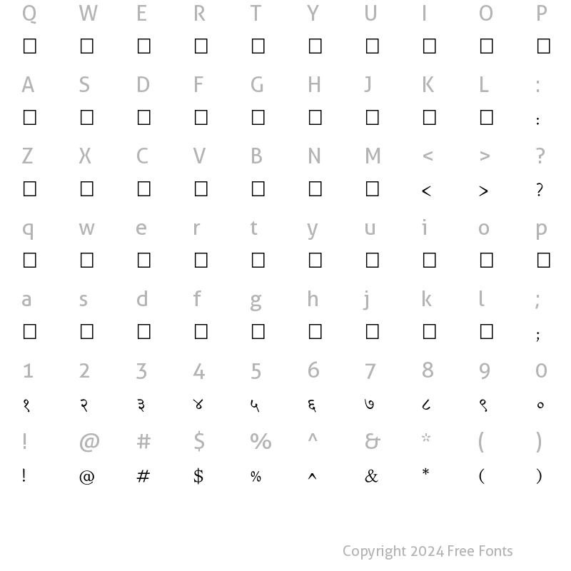 Character Map of UWebSubak Regular