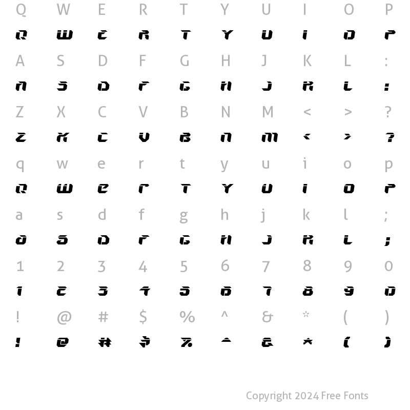 Character Map of V5 Ampon Slanted