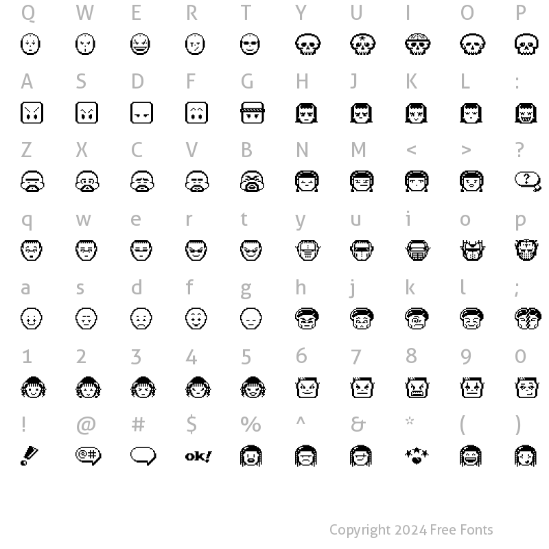 Character Map of V5 Pixelpals Regular