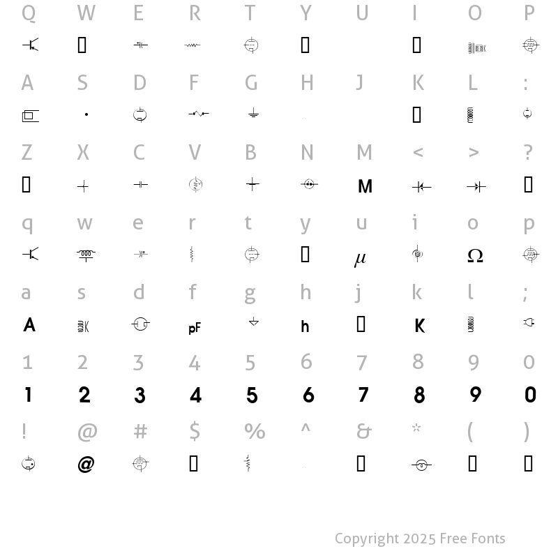 Character Map of vac tube symbols v1.2 Regular