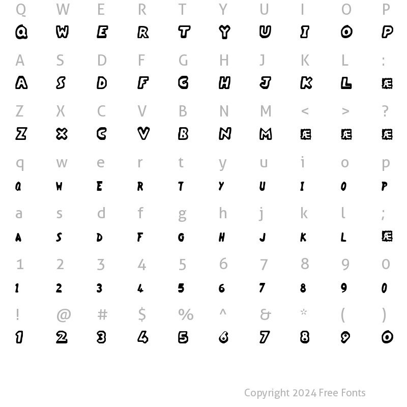 Character Map of Vacant Capz BRK Regular