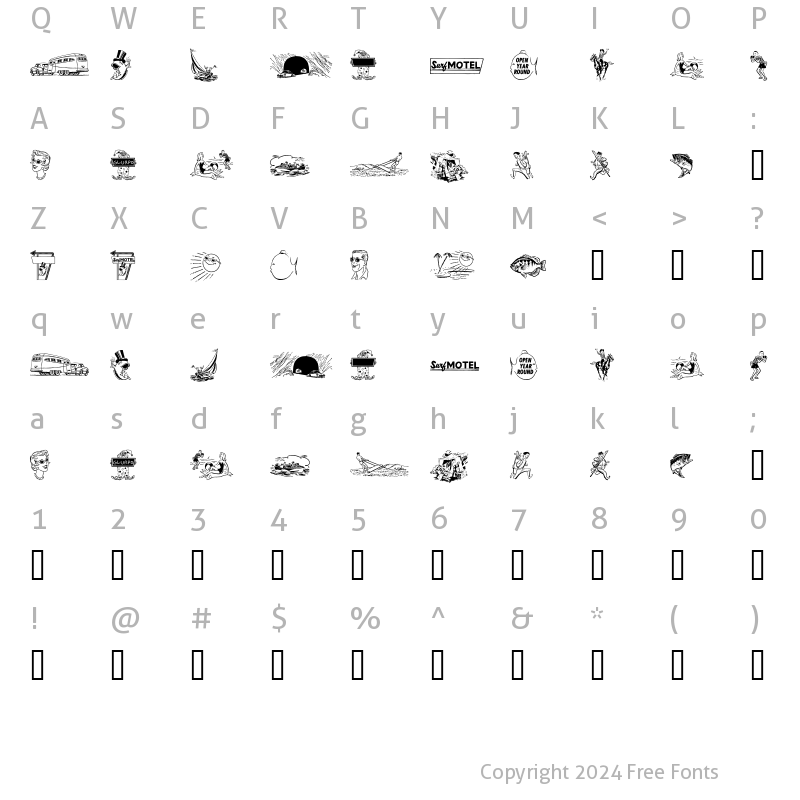 Character Map of vacationland Regular