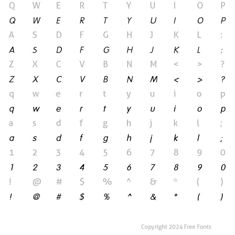 Character Map of Vagabond Italic