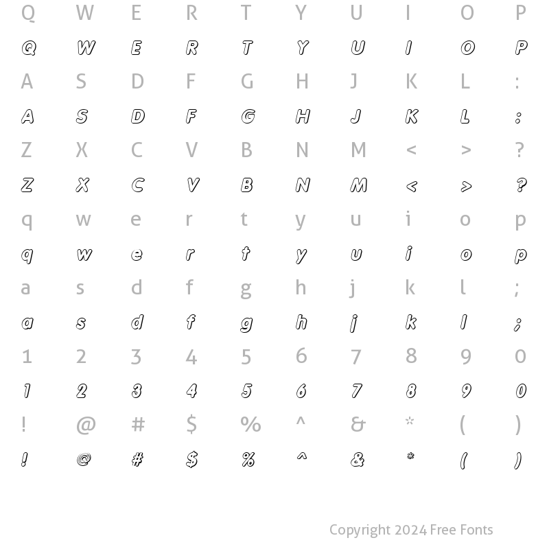 Character Map of VagabondShadow Italic