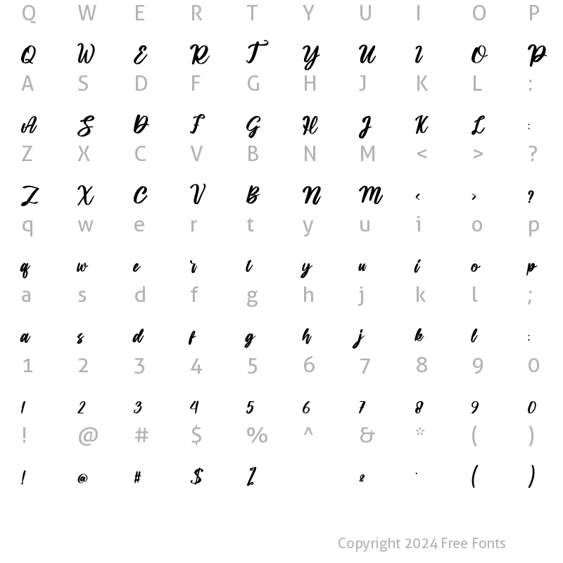 Character Map of Vaglast Regular