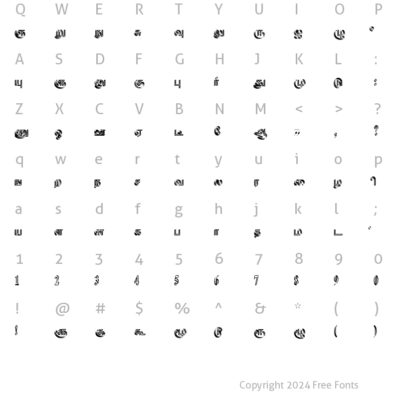 Character Map of Vairamani Regular