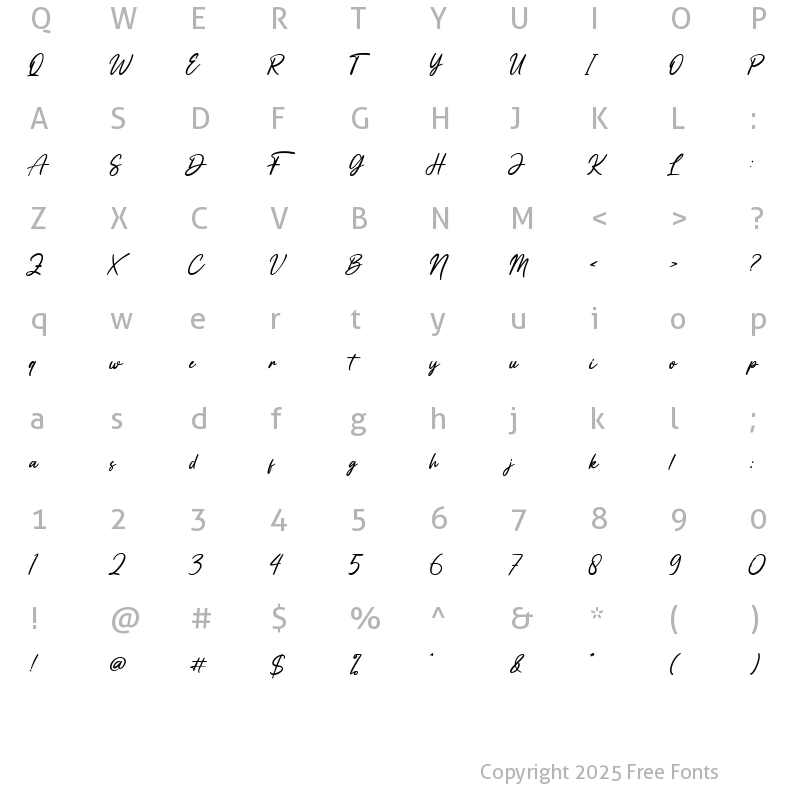 Character Map of Vaizonlly Regular