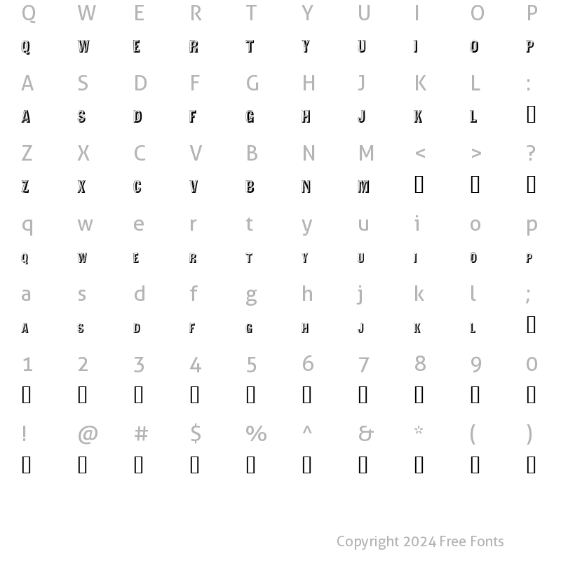 Character Map of ValdivaFacetsSCapsSSK Regular