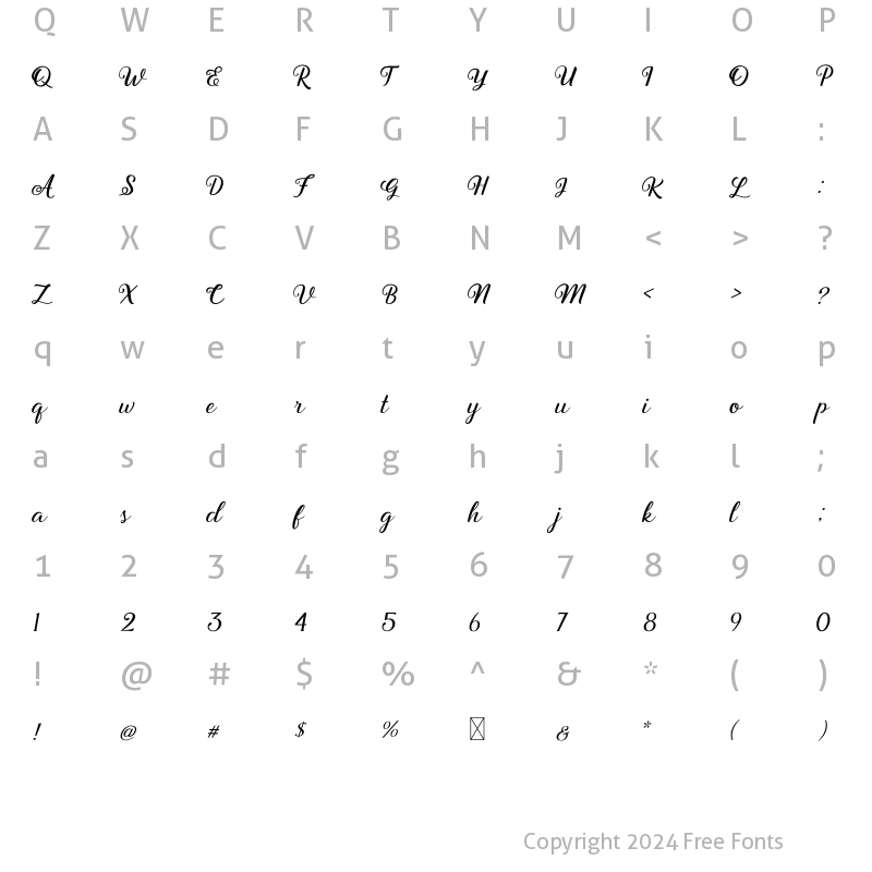 Character Map of Valenia Regular