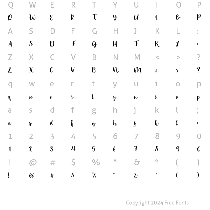 Character Map of Valensia Regular