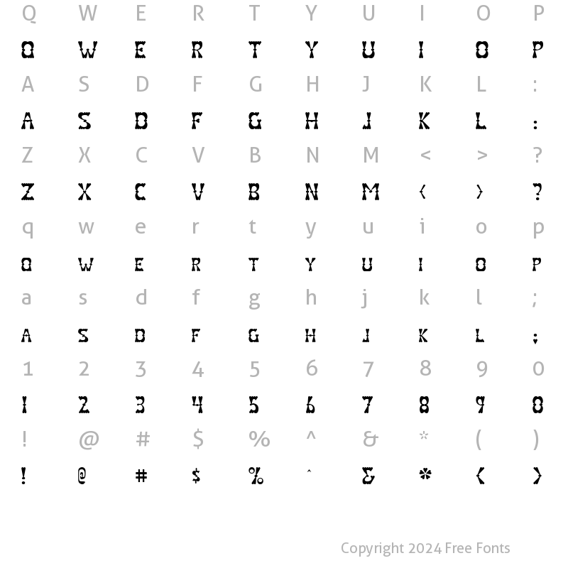 Character Map of Valenteena Regular