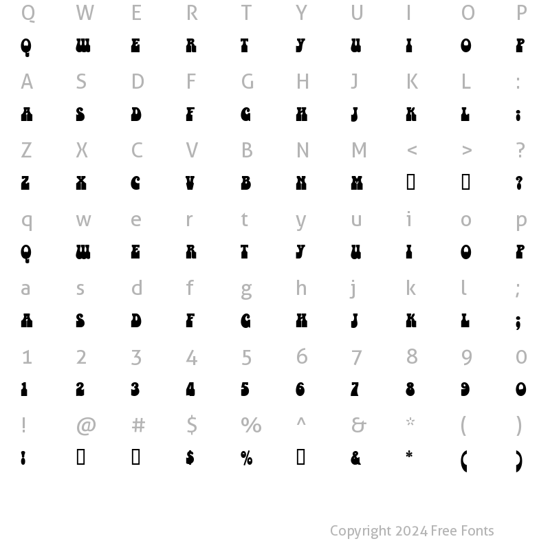 Character Map of Valentina Regular