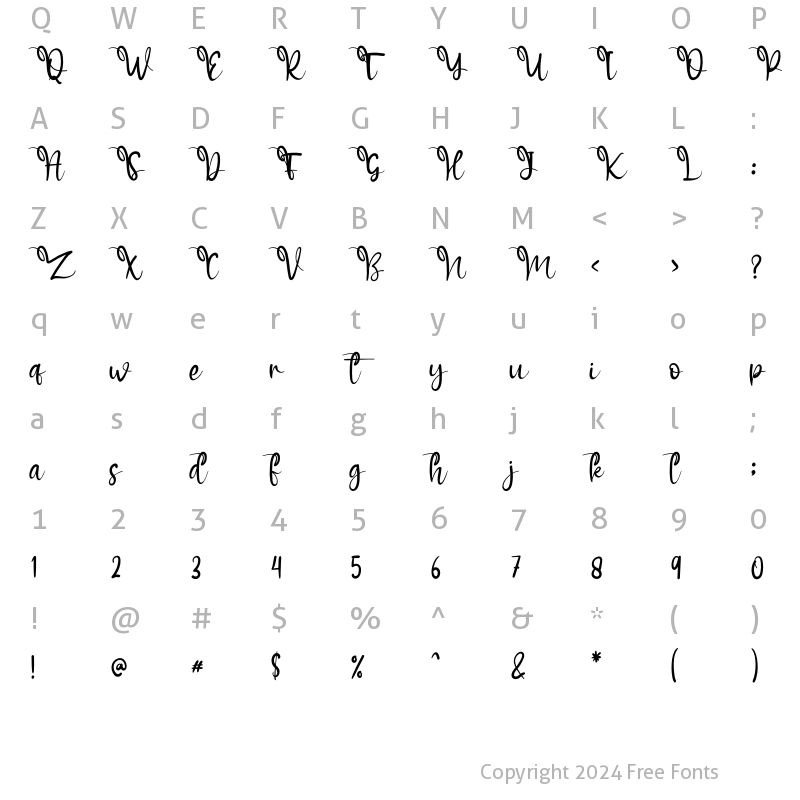 Character Map of Valentine Melodyne Regular