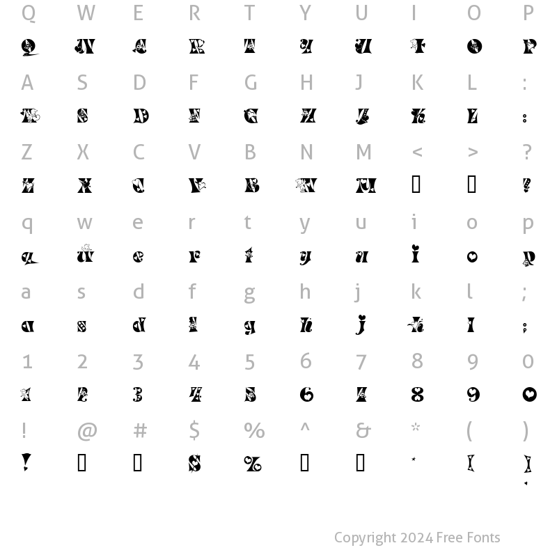 Character Map of VALENTINE Regular