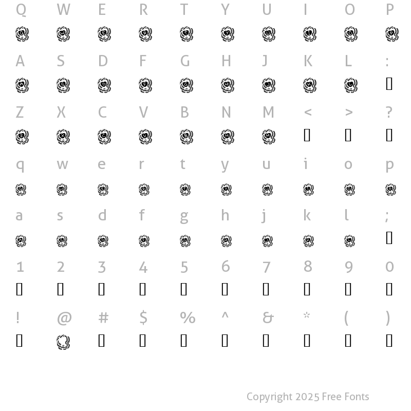 Character Map of Valentine Ribbon Regular