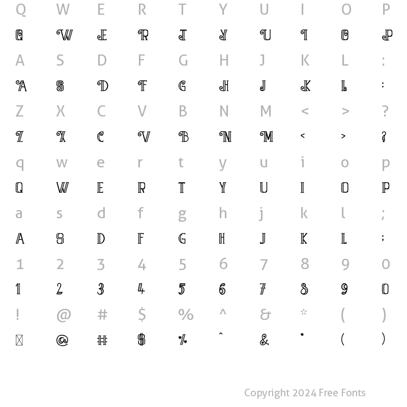 Character Map of Valentine Story Regular