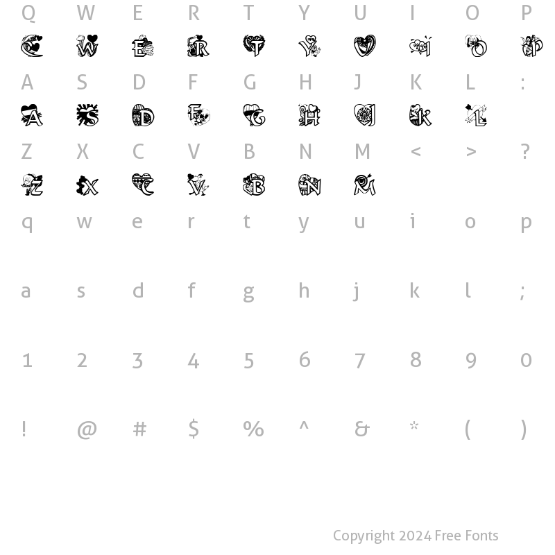 Character Map of VALENTINEHEARTS Regular