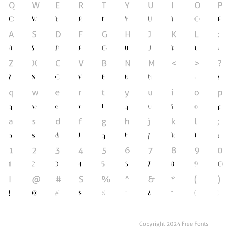 Character Map of Valerie Medium