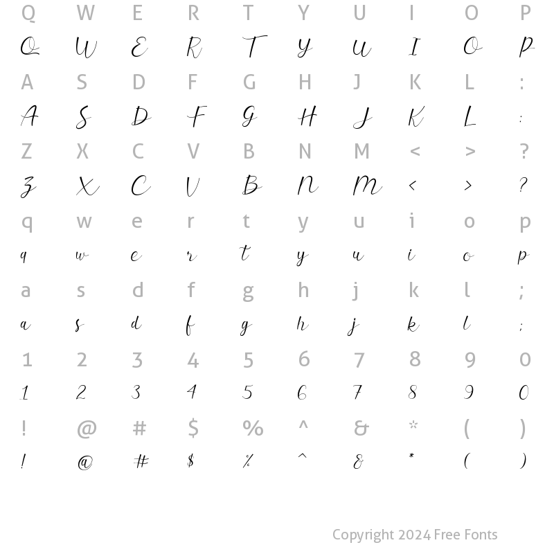 Character Map of Valerissa Regular