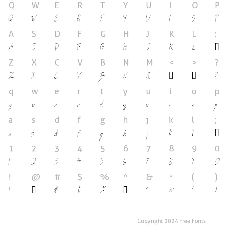 Character Map of Valia Truelight Regular