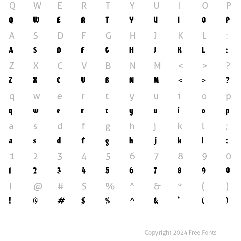 Character Map of Valiant Regular