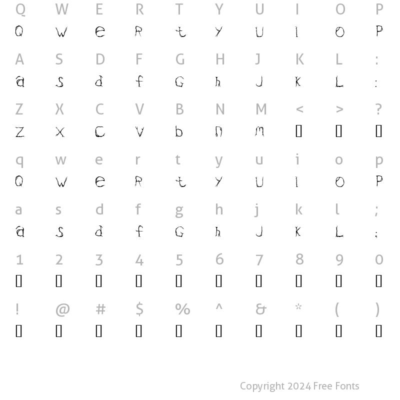 Character Map of Valium Regular