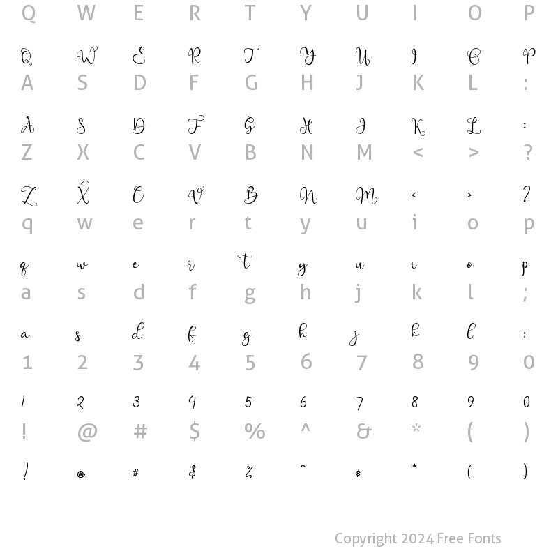 Character Map of Vallesca Regular