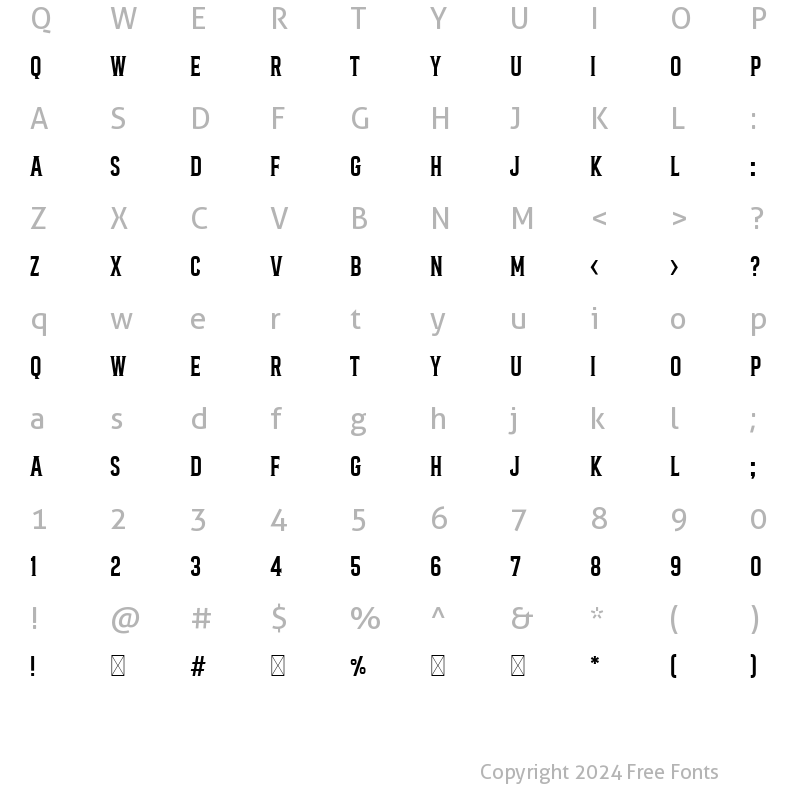 Character Map of Valley Personal Use Regular