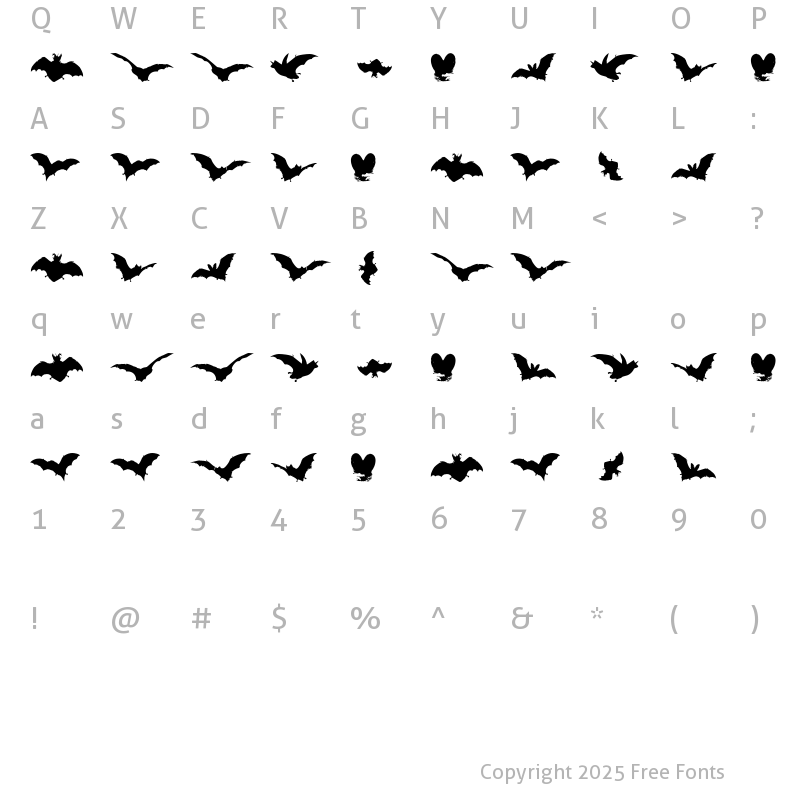 Character Map of VampyrBats Regular