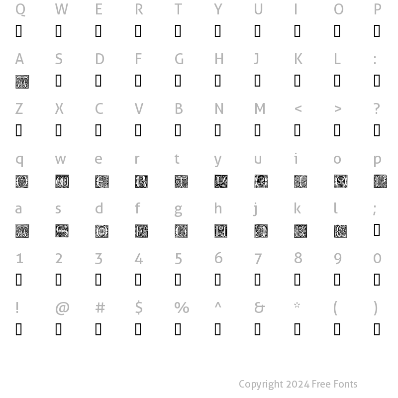 Character Map of Vampyres Garden Regular