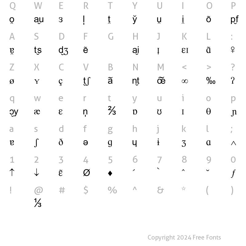 Character Map of Van Dale 2000 Regular