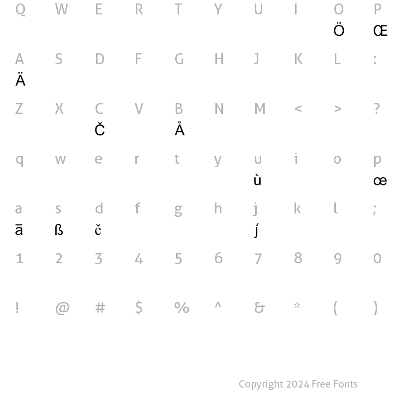 Character Map of Van Dale Diacritica Regular