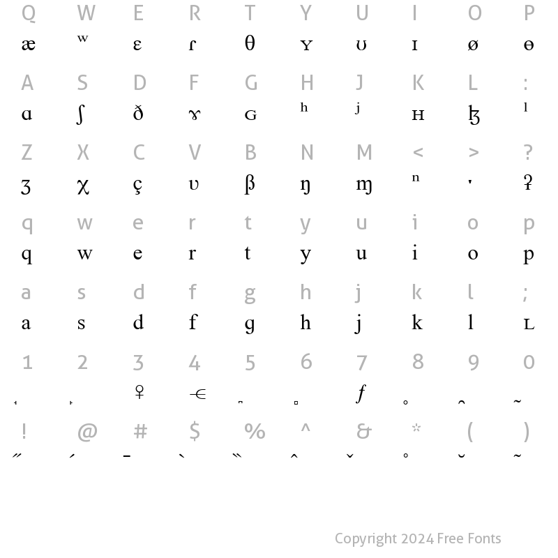 Character Map of Van Dale Extended Regular